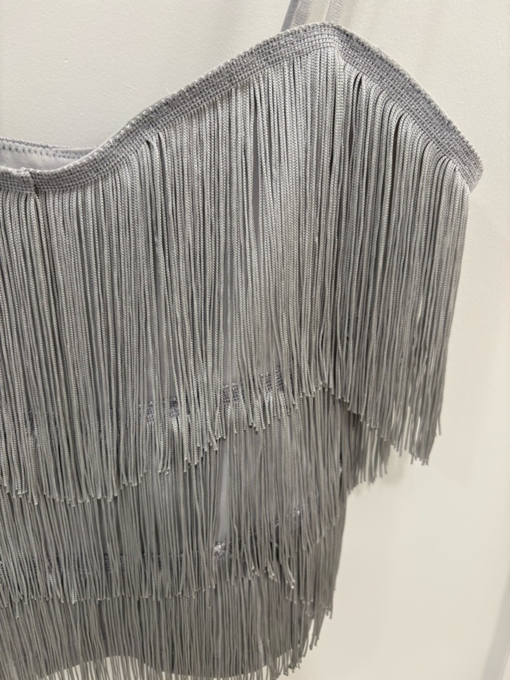 Free People Intimately Grey Silver Such A Catch Fringe Cropped Tank Size Small - Picture 4 of 14